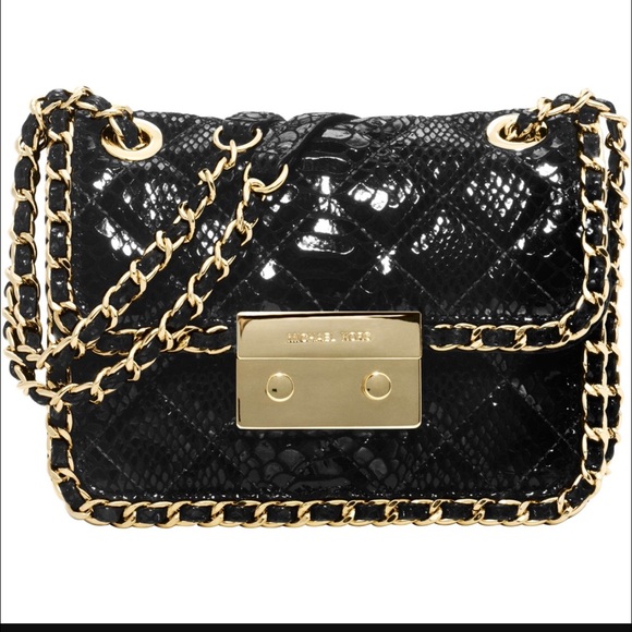 NWT Michael Kors Carine Python Shoulder Bag - Picture 5 of 8